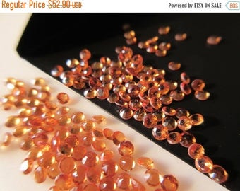 ON SALE 50% 60 Pieces 2mm Faceted Round Hessonite Garnet Gemstone Cabochons, Loose Cabochons, Garnet Cabochons, Each, SKU-Rcl19