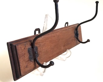 Coat Rack. Wood Coat Rack. Coat Hanger. Wall Hooks. Vintage Coat Hook. Hat Rack. Industrial Decor. Porte manteau. Patère. French Vintage
