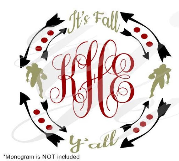 Download Items similar to it's fall y'all football player monogram ...