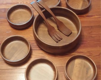 Kustom Kraft Solid Black Walnut Salad Bowl Set