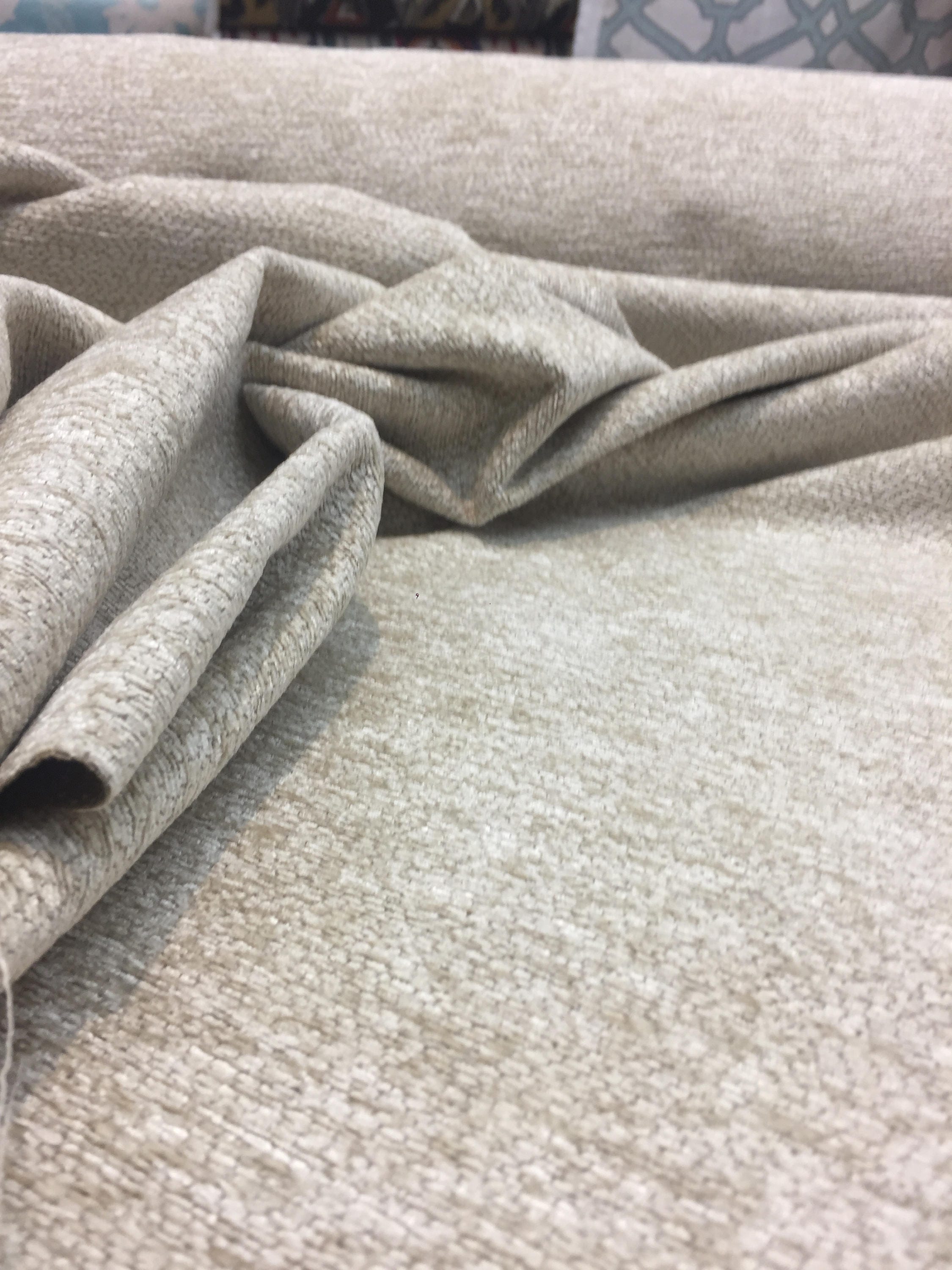 Beige Fabric Chenille upholstery Fabric by the yard for couch