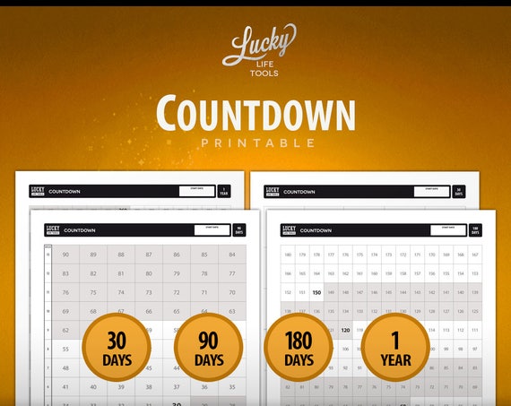 Countdown "Don't break the chain" Calendar & Day Counter / Tracker; Printable PDF; Letter size 8.5"x11"
