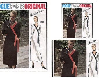 Vintage VOGUE PARIS ORIGINAL 2466 Christian Dior Misses' One-Piece Dress, Size 18 (Bust 40)