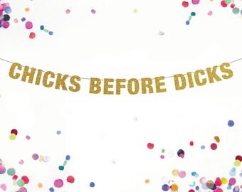 Chicks Before Dicks Banner, Bachelorette Banner, Lesbian Party Banner, Lesbian Bachelorette Party, Bachelorette Party Ideas