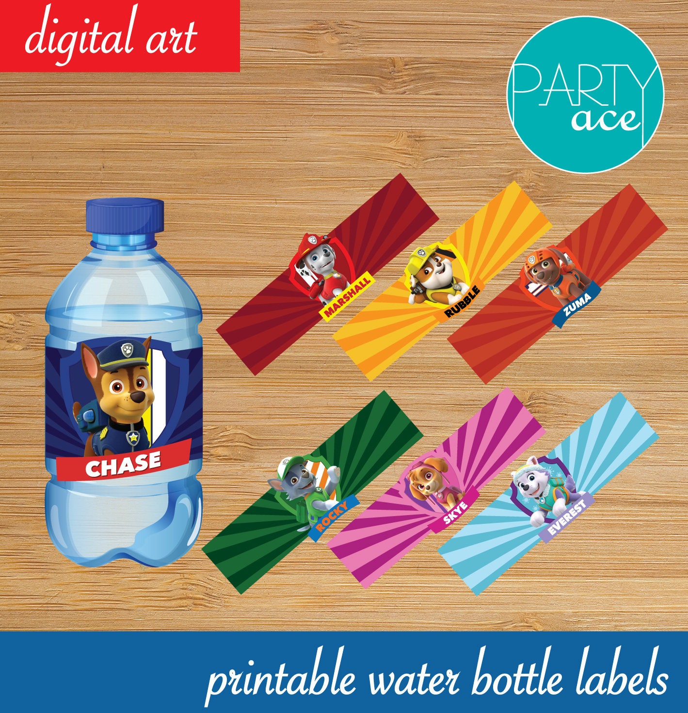 Paw Patrol Water Bottle Labels Printable Birthday Party