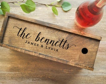 Wine Box, Dark Wood Wine Box, Walnut, Personalized Wine Box, Wedding Wine Box, Ceremony Wine Box, Anniversary Wine Box, Custom Engraved Wine