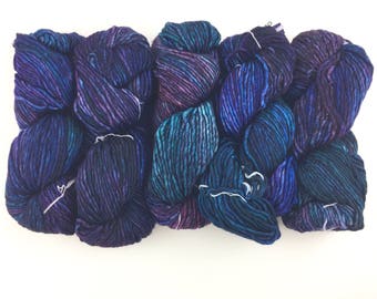 Malabrigo Mecha 247 Whales Road, Superwash Merino, Kettle Dyed Merino Bulky Merino Wool Blue Merino Bulky Hand Dyed Yarn, Whales Road Mecha