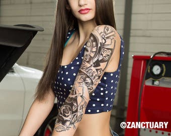 Rose Temporary Tattoo Sleeve Women Floral Temporary Tattoo Large Flower Tattoo Fake Tattoo Sleeve Full Arm Tattoo Tatouage Temporaire Femme