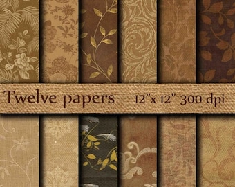 40% OFF Autumn Digital Papers: "AUTUMN PAPERS" autumn leaves , fall papers , brown leaves , vintage papers