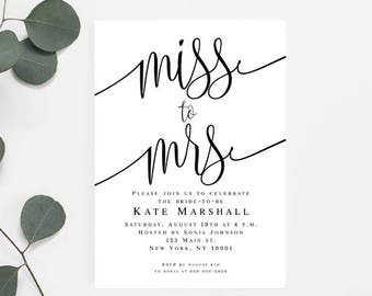 Bridal shower invitation template Editable invitation Miss to Mrs bridal shower invitation PDF template Bridal invitations Editable pdf