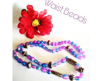 Unique vibrant glass and charm African waist beads belly chain