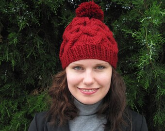 Unique-gifts-for-girlfriend-Womens-hat-pom-beanie-Winter-accessories-Hand-knit-hat-beanie-Gifts-for-sister-Christmas-chunky knit-slouchy hat