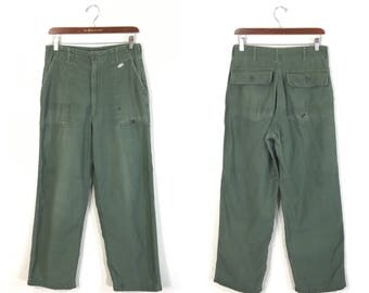 70's vintage U.S.ARMY all cotton fatigue baker pants zip up military