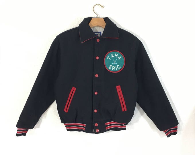 80's vintage varsity jacket with ptaches made in usa size kids 16