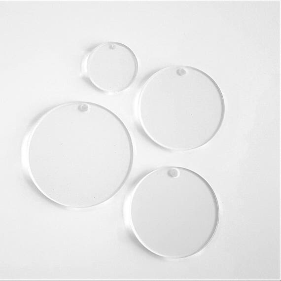 50 Clear Acrylic Circle With Hole Select size 1/8