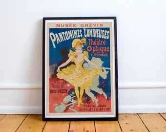 French Art Nouveau Poster Musée Grévin Pantomimes Lumineuses Théâtre Optique 1896 Advertisement High Quality Print