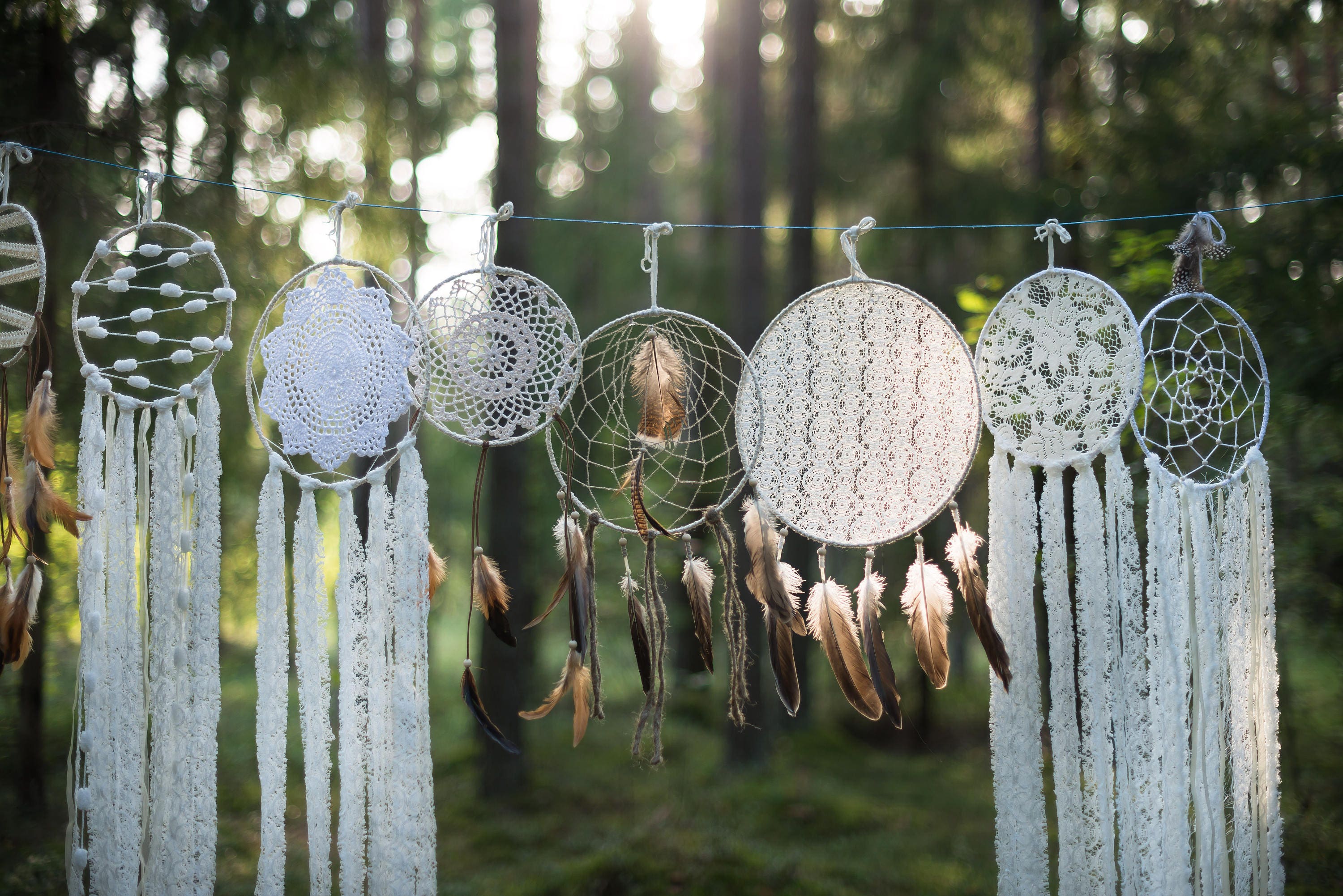 Wedding dream catchers set 10 pieces White boho dreamcatchers