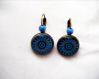 Beautiful blue mandala earrings