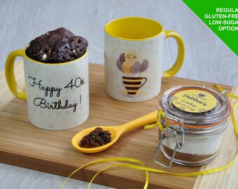40th birthday gift, 40th gift woman, Happy 40th birthday, 40 today, birthday baking gift, mug cake kit, microwave cake, 40th birthday mug