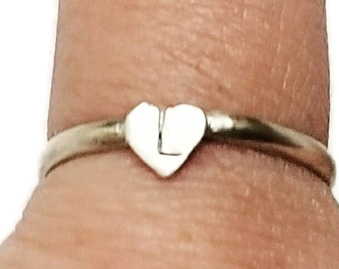Sterling Silver Heart Ring, Custom Initial Ring, Hand Stamped Ring, Unique Birthday Gift, Gift for Her, One of a Kind