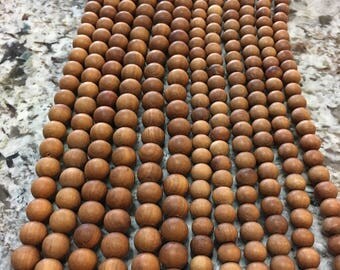6mm 16 Inch Pure Natural Untreated Sandalwood Beads, Sandalwood Strand, Sandalwood, Sandalwood Beads, Upolished Sandalwood Beads