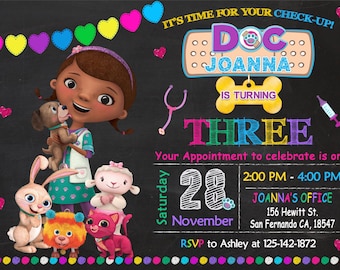 Doc McStuffins Pet Vet Invitation Printable, Doc McStuffins Pet Vet Birthday Party, Doc McStuffins Invitation
