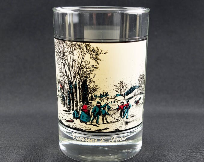 Classic Currier & Ives Wintertime Scenes Glass Set | Vintage Arbys Old Fashioned Glasses | 12 Oz Winter Glasses - Set Of 4