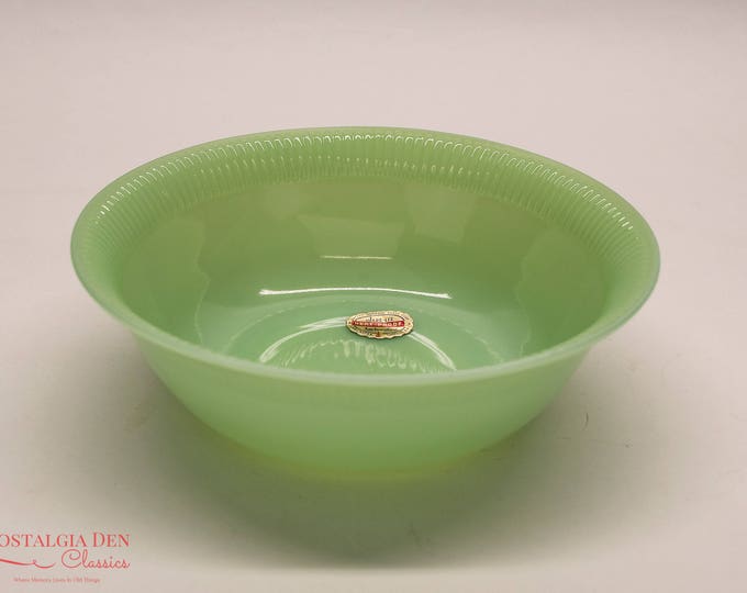 Vintage Fire King Jane Ray Jade-Ite | 8.25''Round Vegetable Serving Bowl | With Label
