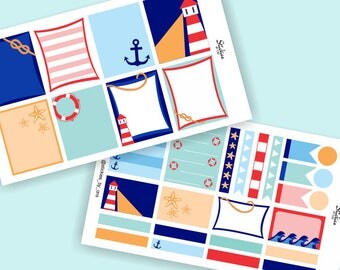 A LA CARTE Nautical Stickers / Planner Stickers, Vertical Planner Stickers for use with Erin Condren LifePlanner™