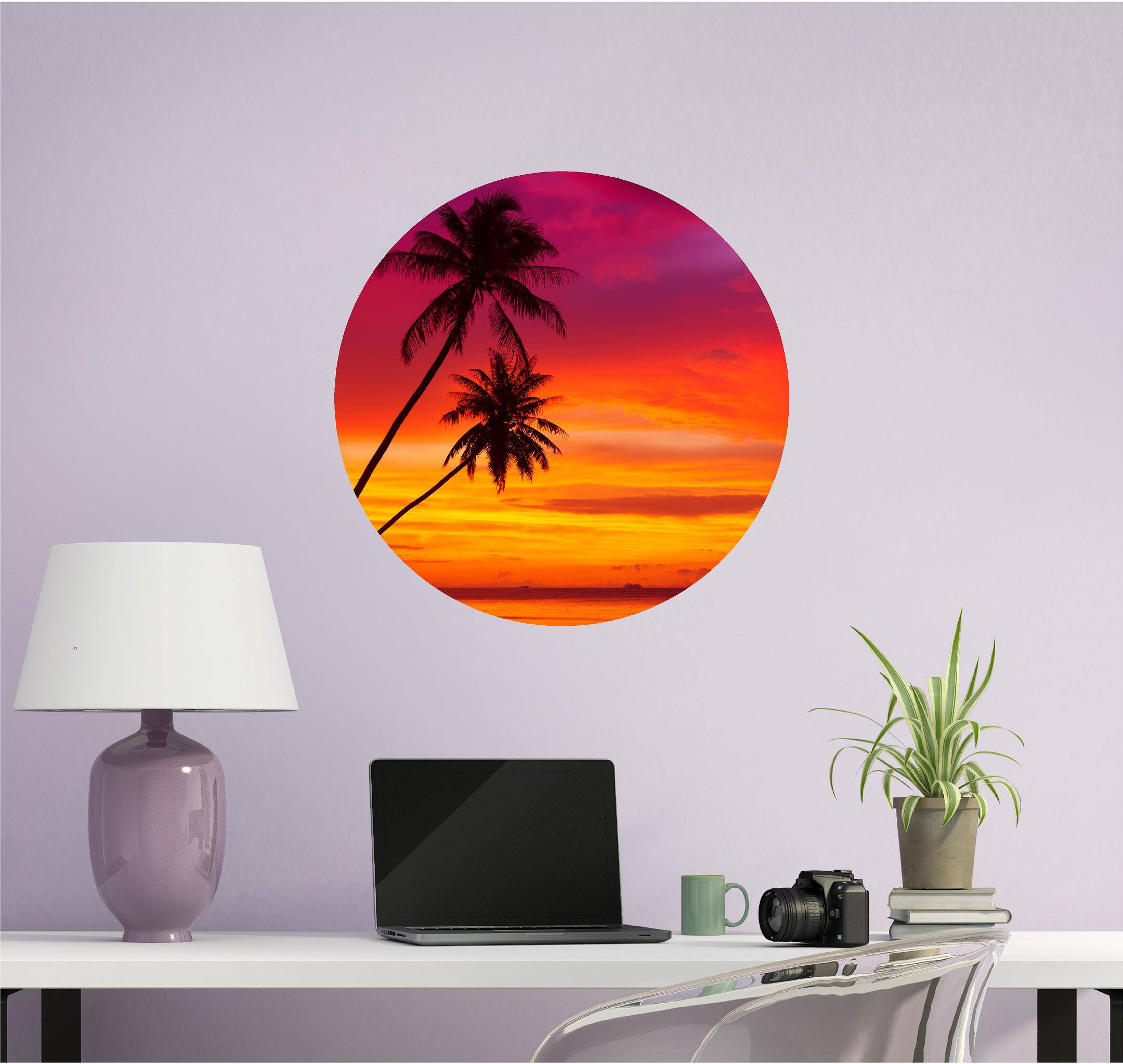 Sunset Palm Tree Wall Decal Sticker Vinyl Graphic Tropical