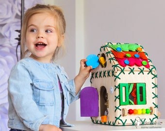 Toy House, BUSY BOARD, Montessori toys, Motoric, Developing, Sensory play, Toy gift, Latch board, Shadow theatere, Children wooden toys