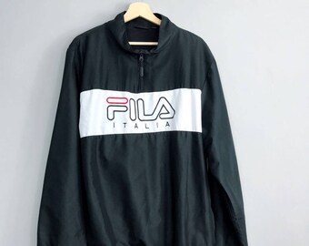 FILA • Windbreaker • XL • Italy• Light • Mesh lining• Sport jacket • black • white