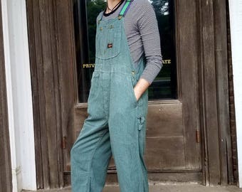 Vintage 1940s 50s Big Smith overalls bibs USA union made Men's small 30 waist green world war ll