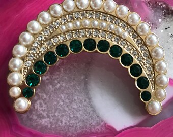 Sparkly vintage moon brooch