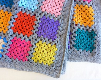 Crochet Granny Square Afghan Blanket