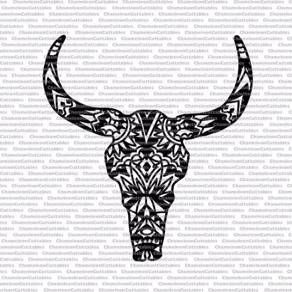 Download cow skull svg bull handdrawn tribe boho tribal mandala