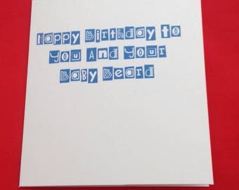 Baby Beards Birthday Card, Lack of Facial Hair Jokes, Adult Humour Birthday Jokes, Bum Fluff Jokes, Baby Face Jokes, Card For Him