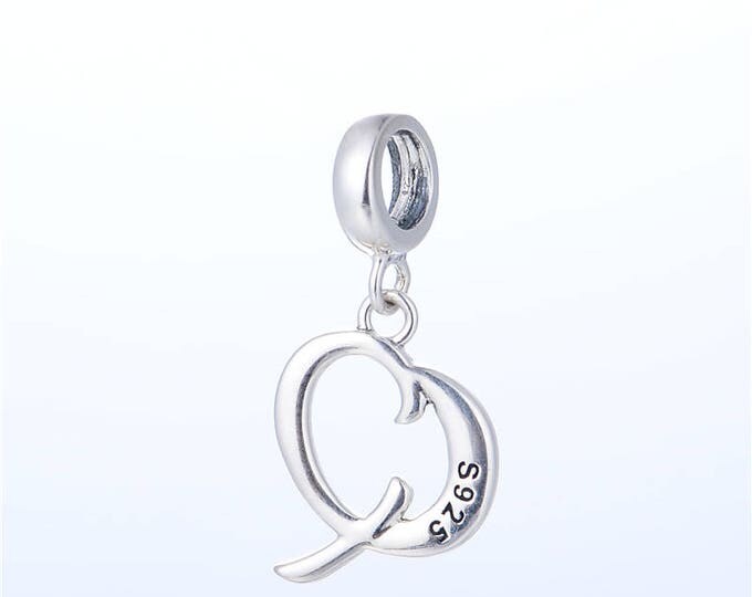 Letter Q Initial Pendant Charm - 925 Sterling Silver - Personalised Gift - Gift Packaging available - Birthday Gift - Christening Gift
