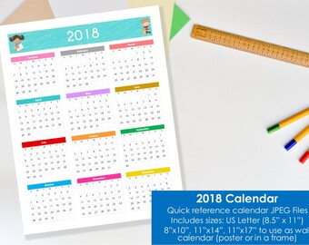 ble 2018 Calendar at a glance. US Letter Size