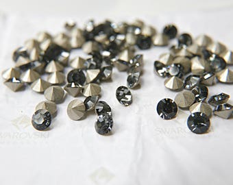 Swarovski 38ss Chaton Round CRYSTAL SILVER NIGHT 6/12/24/100/500 Pieces