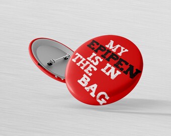 Epipen Case Pin - Food Allergy Warning - Don't feed me Pin - Peanut Allergy Tag - Allergic to Dairy - Gluten Free Pin - Epipen Button