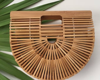 Ships Free! Ark / Arc Woven Bamboo Woven Rattan Handbag