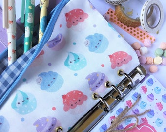 Zippered pouch pocket filofax kikki-k Ring Planner Eyelet Cupcake Case