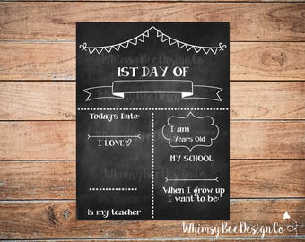 First Day Of School Reusable Chalkboard Printable Sign Back to School Poster