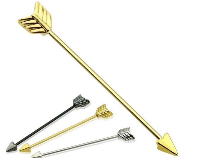 316L Surgical Steel Industrial Barbell Arrow