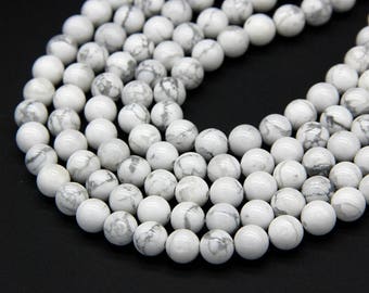 White Howlite Beads 4mm 6mm 8mm 10mm 12mm White Marble Beads White Mala Beads Natural White Beads White Gemstone Beads White Howlite Marble