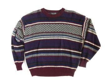 mens v sweater with checkers