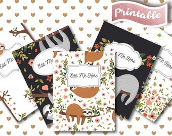 SLOTH Binder Cover Printable | 5 unique designs & spine sizes with and without label | Editable | Teacher Binder | School Inserts