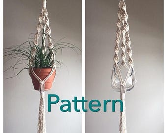 Pattern pdf DIY Macramé Hanger Single "Lyric in Ivory" Beginner Basic Instructions Macrame Fiber Arts Pattern Only