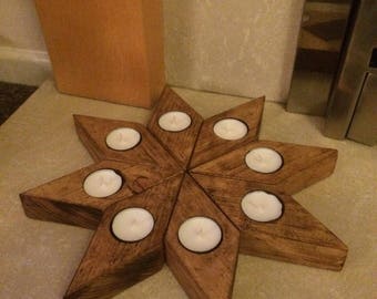 Small Xmas Pierced Star Tea light holder. Winter Night light